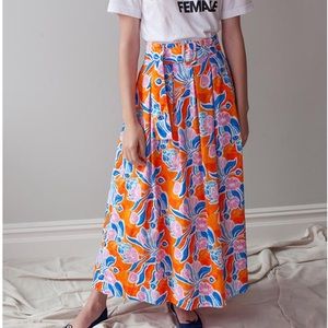 Rachel antonoff printed belted maxi skirt